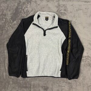 Vintage 90's Nautica Competition Mens XL Fleece Quarter Zip Pullover Grey Black